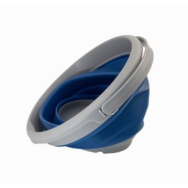 SAMMART Collapsible Plastic Bucket - Foldable Round Tub with Handle - Pop Up Saving (Mist Blue+Jade Crystal (Set of 2), 5.5L)