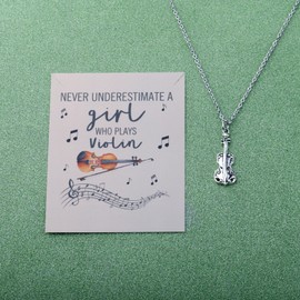 BLEOUK Violin Pendant Necklace Violinist Gift Violin Player Gift Violin Jewelry Musician Never Underestimate A Women Who Plays Violin