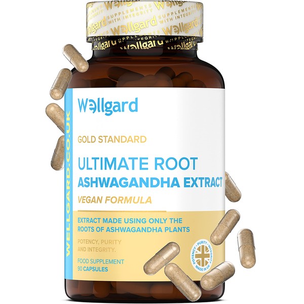 Wellgard Vegan Ashwagandha KSM-66 with 5% Withanolides - High Strength KSM-66 Ashwagandha, Full-Spectrum Root Powder, Free from Magnesium Stearate & Silicon Dioxide, Made in UK