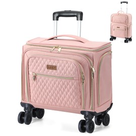 Lekespring Softside Expandable Luggage with 4 Spinner Wheels, 20 Inch Lightweight Suitcase for Men and Women, Pink