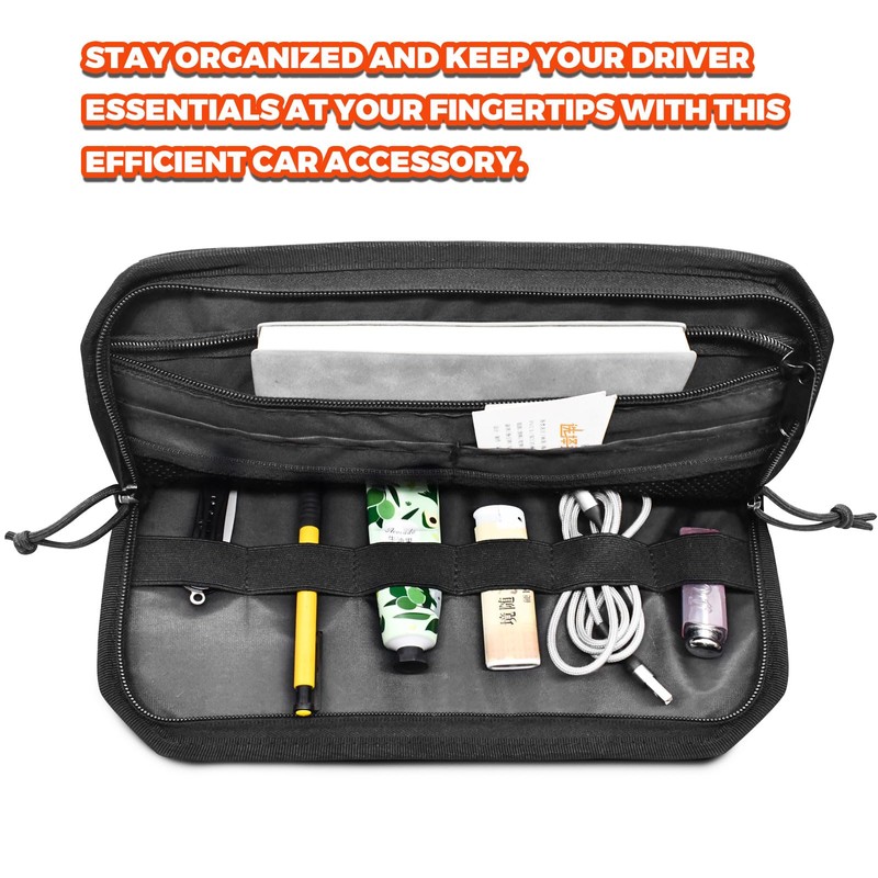 1000D Sun Visor Organizer with Zipper Visor Storage Pouch, Car