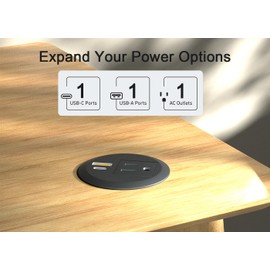 MAZZGOFOR 2pcs Small Desktop Power Grommet 2 Inch with 20W USB C Fast Charging,2-USB Port,Flush Mounted for 2" Desk Grommet Holes,Flat Plug,6.4 ft Cord,Black