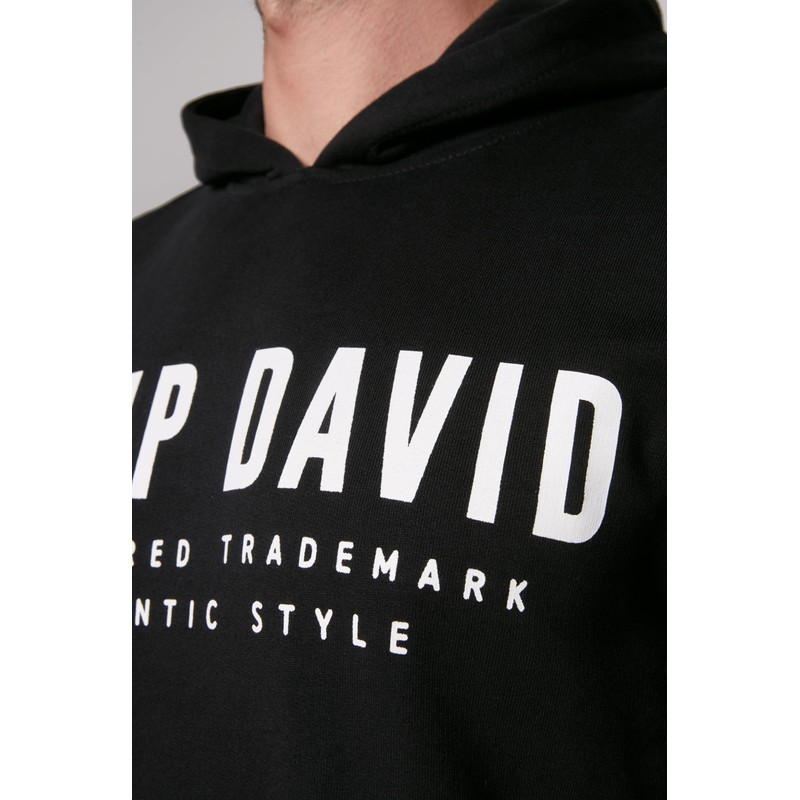 Camp David Men's Basic Hoodie with Logo Print, black, XL