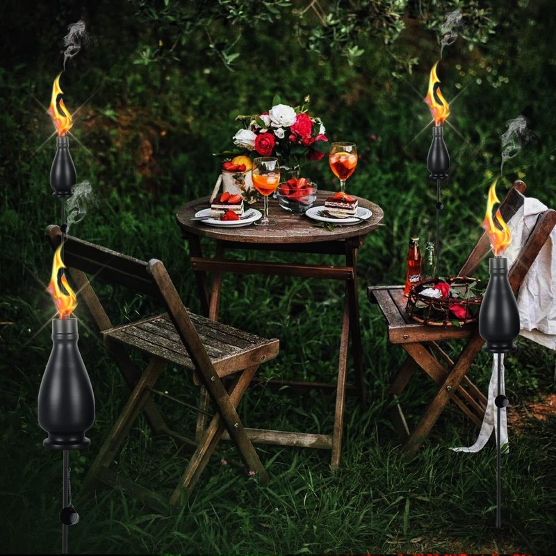 DIKAIDA Metal Citronella Torches, 6 Pack Torches Garden for Outside