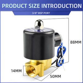 ERGAOBOY 3/8 inch BSP 24 V brass electromagnetic valve with barb connection, suitable for water, air, fuel, gas closed