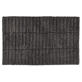 Zone Denmark Luxury Tiles Bath Mat - Stylish & Functional Non Slip Shower Mat for Bathroom - 100% Cotton Craftsmanship Easy Clean Washable Elegance for Ultimate Comfort (Charcoal Grey)