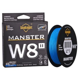 Seaknight W8 II 8 Strands Braided Lines 500M Smooth PE Braid Multifilament Wire Carp Fishing Lines Double Coating UV-proof Saltwater-proof Fishing Line for Sea Fishing 15-100LB