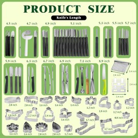 80-Piece Stainless Steel Fruit Carving Tools Set - Professional Watermelon Carving Knife Kit with Ergonomic Handles & Portable Case, Durable Fruit Cutting Tools for Culinary Arts, Sculpting, Peeling