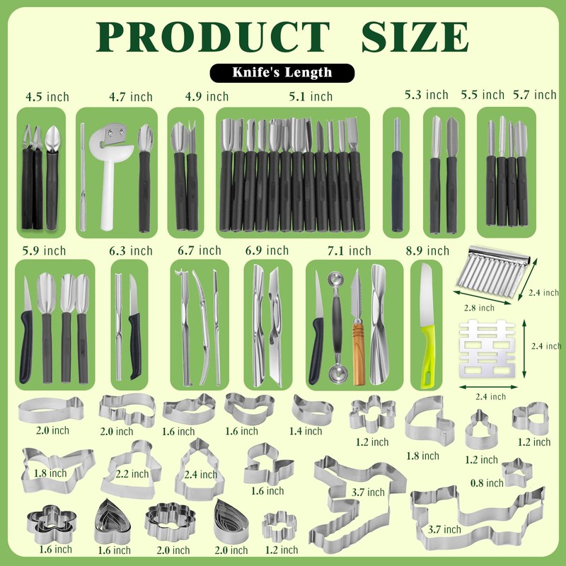 80-Piece Stainless Steel Fruit Carving Tools Set - Professional Watermelon
