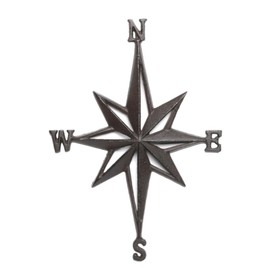 Cast Iron Wind Rose Wall Art Rust Brown 25 x 35.5 cm