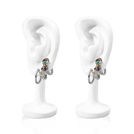 Chris.W 2 Pcs Earrings Display Stand Holder, Ear Shaped Jewelry Display Rack, Ear Model Earring Display Organizer Human Earring Display Holder for Shows Countertop Stand Earring Hanger Tower (White)