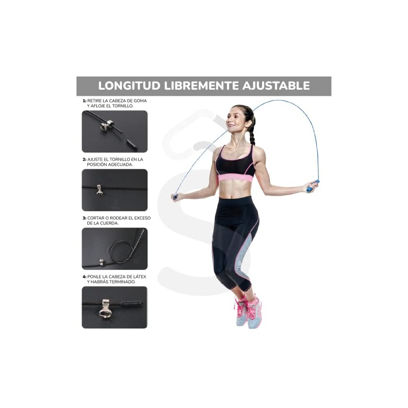Cuerda para saltar crossfit box salto rapido tamaño ajustable mangos