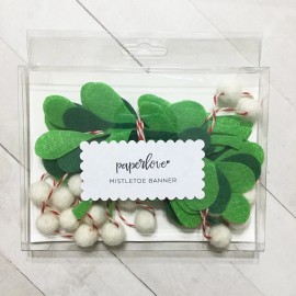 PaperLove Holly Berry or Mistletoe Christmas Banner Garland Bunting Felt Holiday 6 ft - Mistletoe