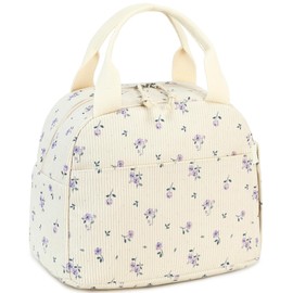 LEDAOU Lunch Box for Women Insulated Lunch Bag Corduroy Lunch Tote Bags Leakproof Cooler Lunch Case for Travel Work Picnic