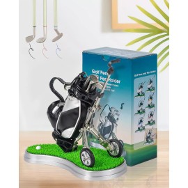 GreenHaven Golf Pen Holder Gifts for Men Office Desk Decor Black