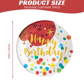 iewrtcin Pack of 10 Colourful Paper Plates, 7 Feet Round Party Tableware Plates, Disposable Paper Plates, Birthday Party Supplies for Birthday Party