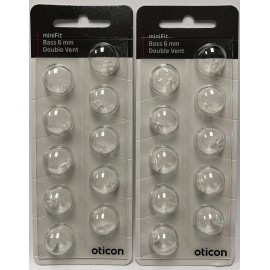 Oticon 2 Packs Oticon miniFit 6mm Bass Double Vent Domes For Hearing Aids. 20 Total.