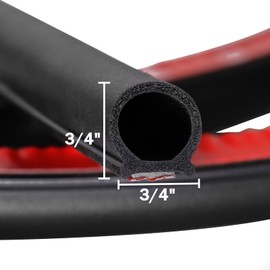 GoldWheel 3/4"×3/4" D-Shape Weather Stripping 10FT Heavy Duty Bulb Seal Car Door Window Rubber Seal Strip Hollow Gasket Weatherstrip(Self-Adhesive) for Automotive Truck RV Door Window Soundproof
