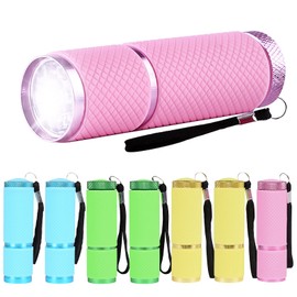 FORMIZON Pack of 8 LED Torches, Mini Portable Super Bright Flashlight with Lanyard, 9 LED Aluminium Fluorescent Torch, 4 Colours, for School, Sports, Leisure, Hiking, Urgent