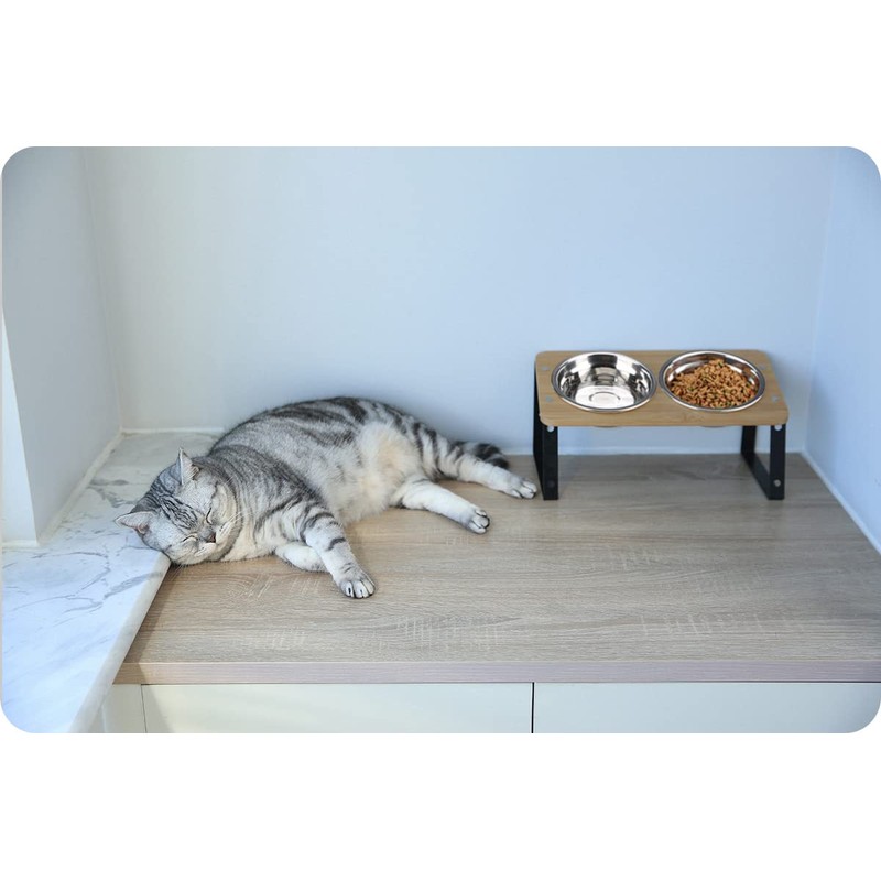 AYADA Elevated Cat Bowls, Height Adjustable Raised with Stand Lifted