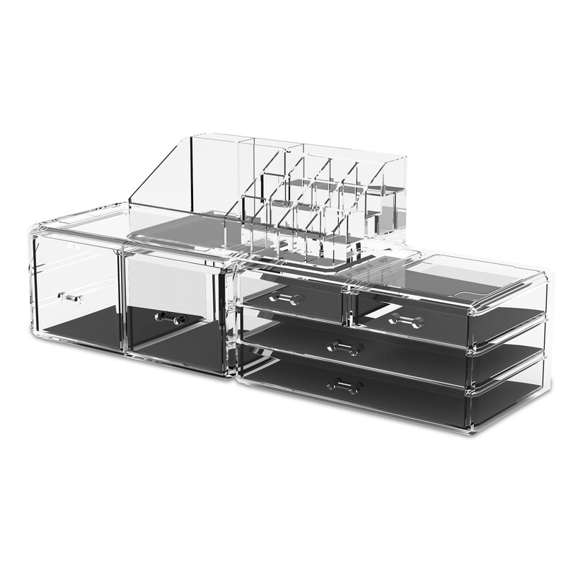 READAEER Makeup Organizer 3 Pieces Cosmetic Storage Case with 6