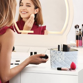 Sunwel Fashion Cute Quilted Makeup Bag for Women Girls Floral Coquette Aesthetic Cosmetic Bags