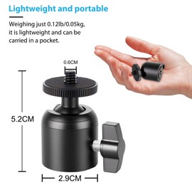 Daniob 2-Pack Mini Ball Head, Tripod Head with 1/4" hot Shoe, 360° Rotatable Ball Head Camera Mount Adapter, Max Load 5.5 lb with Tripods, Light Bracket, SLR Cameras