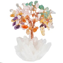 Mookaitedecor Amethyst Crystal Tree with electroplated colourful quartz base and wrapping with copper wire, beautiful symbol for wealth and happiness, family office decoration