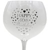 White & Silver Birthday Gin Glass - Heart Detail -