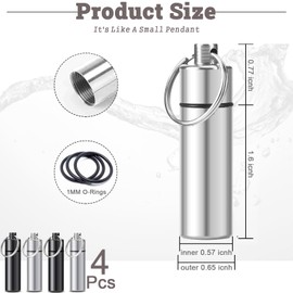 4pcs 𝐏𝐢𝐥𝐥 𝐂𝐚𝐬𝐞, Travel Pill Case Small Portable Waterproof 𝗣𝗶𝗹𝗹 𝗕𝗼𝘅𝗲𝘀 with Keychain, Made from Durable Al and Ti, Ideal for Secure Medication Storage During Outdoor Travel Daily Use