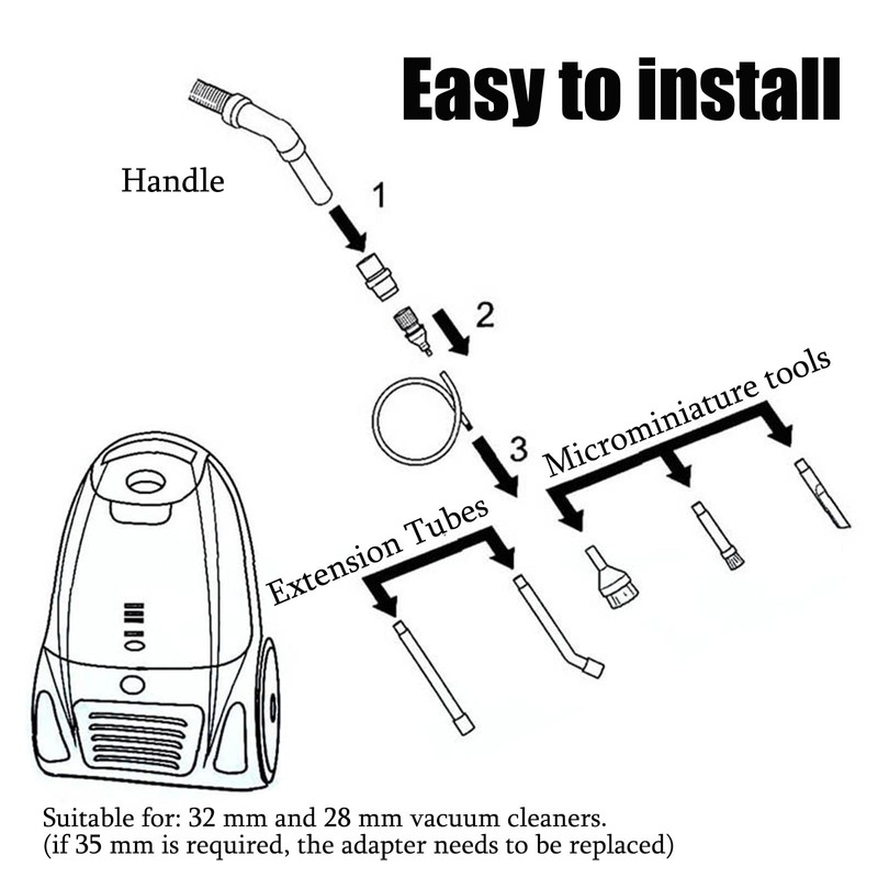 Micro Vacuum Attachment 9 Piece Kit Keyboard Crevice Tool Brush