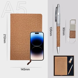 High Quality Ballpoint Pen, 3-Piece Set, Notebook A5, Horizontal Rule, Stylish Key Holder, Black Core, Popular, Easy to Write, Cool, Cool Gift, Gift Set, School Entrance, Graduation, Job, Birthday