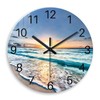 Constantplanet Blue Beach Wall Clock for Kitchen 14 Inch Round