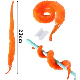 sumrica Magic 24 Pieces Fuzzy Worm Toys, String Worm Pets Fuzzy Worms On String Bulk Trick Toy Party Favors for Kid Cat (4 Colors)