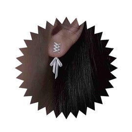 Inateannal Boho Filigree Bow Drop Earrings Silver Bow Ear Jacket Earrings Vintage X Shape Stud Earrings Small X Front Back Earrings Funny Earrings Jewellery for Women and Girls, Zinc, No Gemstone