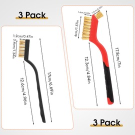 6 Pieces Wire Brushes Set, Small Metal Brass/Stainless Steel/Nylon Brushes for Cleaning Metal Rust Remover and Paint Removal
