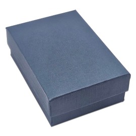 TheDisplayGuys - 25-Pack #32 Cardboard Linen Paper Jewelry Gift Boxes w. Cotton Padding - Blue (3.3" x 2.3" x 1.0")