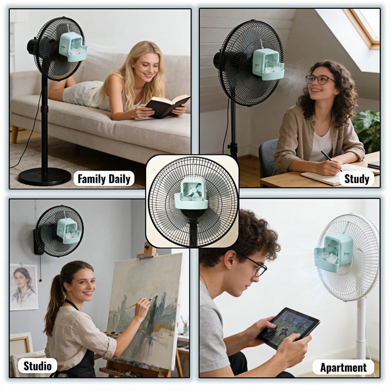Portable Fan Cooling Attachment - No-Drill Ice Box Fan Cooler