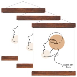 HEART ART Magnetic Poster Hanger Frame,8x10,8x12,8x8 Poster Frame Wood Wooden Magnet Hanging Kit for Walls Map Canvas Artwork (Teak Wood,3 PACK)