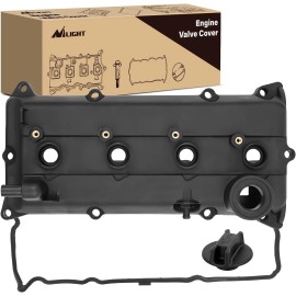 Nilight Engine Valve Cover with Gasket Bolts Kit & Oil Cap for 2002-2006 Nissan