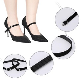 KALIONE 2 Pairs Shoe Straps, Detachable Ankle Straps, Anti-Loose Shoe Strap, Ankle Straps Replacement for Heels, Adjustable PU Leather Shoes Belt Band for Women Girls Holding Loose High Heels, Black