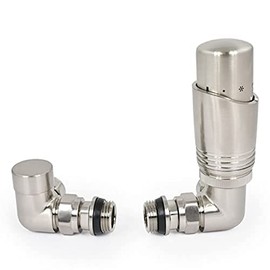 Delta Corner TRV Satin Nickel Thermostatic Radiator Valve and lockshield Set (Satin Nickel)