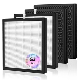 TOMORAL G3 / A3 Replacement Filter Compatible with AMEIFU G3 Air Purifier, also fits VEWIOR A3 & Tailulu HQZZ-260, 3-in-1 True HEPA Filter, Activated Carbon and Pre-Filter, 4-Pack