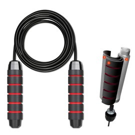 Skipping Ropes for Adults with Adjustable Length and Ball Bearings - Durable Nylon, Leather, or Steel Jump Rope with Comfortable Foam Handles - Ideal Skipping Rope Kids Fitness