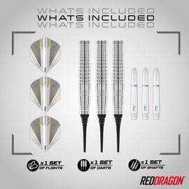RED DRAGON Darts - Seren Pure 4-90% Tungsten - 18g Barrel / 20g Full Weight Professional Soft Tip Dart Set with Dart Flights and Dart Shafts
