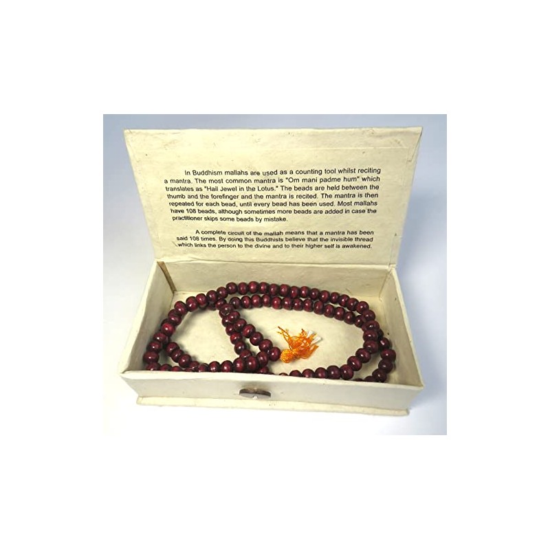 Fair Trade Rosewood Mala/Mallah Beads in Presentation Box