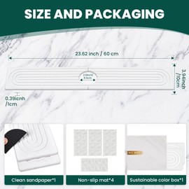 Beekfect 23.6" Stone Kitchen Sink Splash Guard, Instant Dry Diatomaceous Earth Faucet Mat for Kitchen Bathroom Sink Countertop, Behind The Faucet Super Absorbent Stone Sink Tray, Rectangle, White