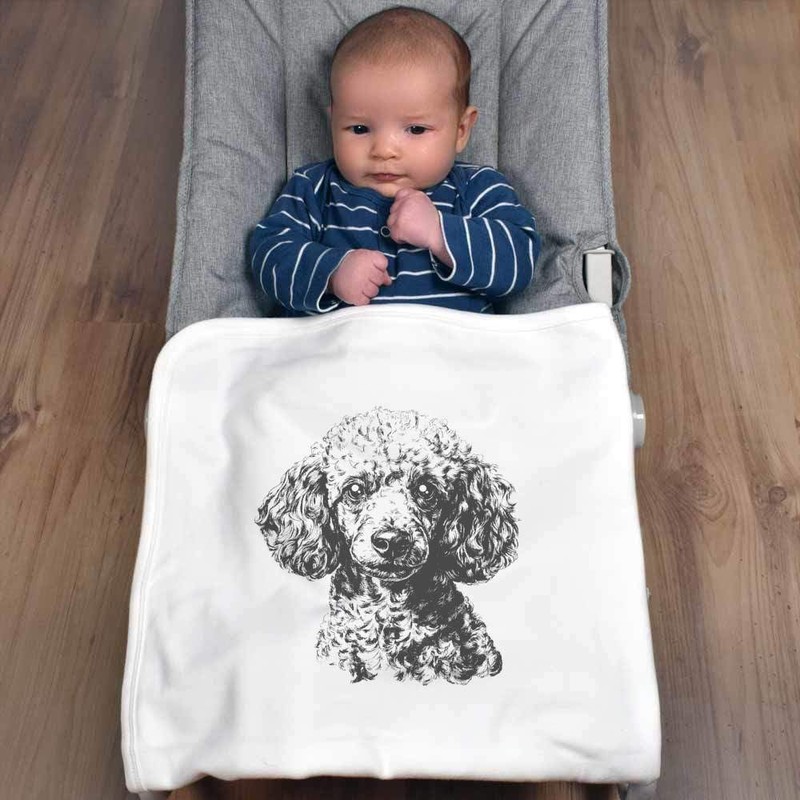 Azeeda 'Poodle Portrait' Cotton Baby Blanket/Shawl (BY00039893)