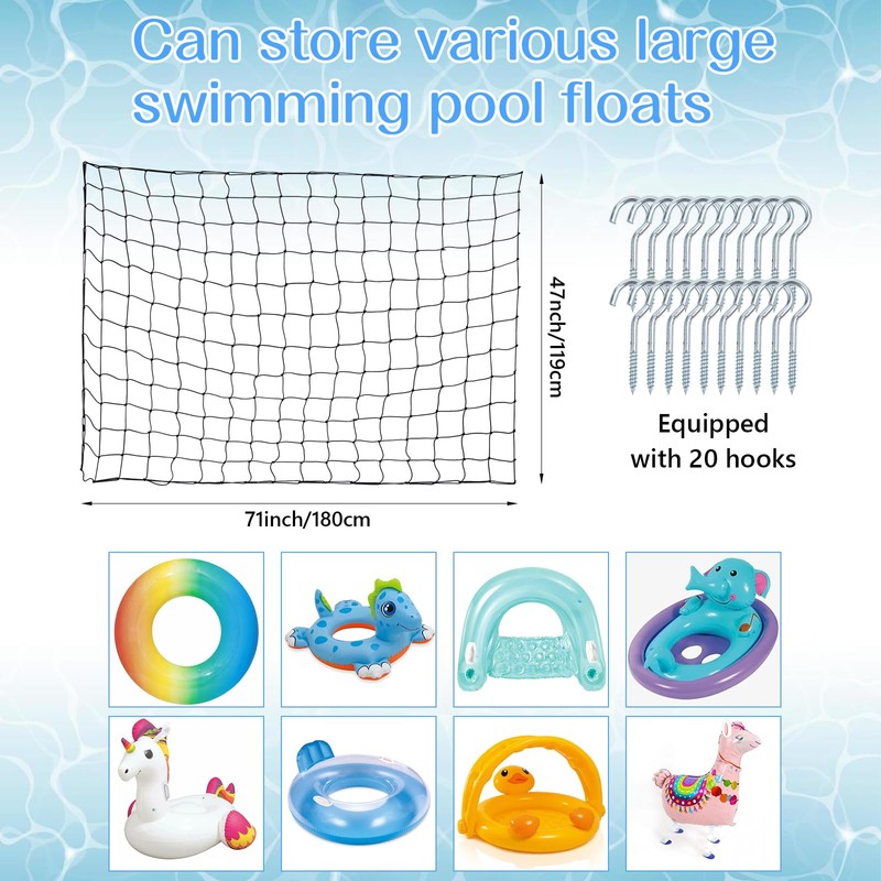 Extra Large Pool Float Toy Storage Net -71×47in Hanging Elastic