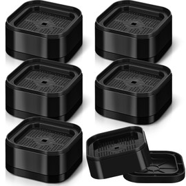 Ecally 6 Pack Furniture Risers Adjustable Bed Risers Desk Leg Risers 1.38" Stackable Heavy Duty Bed Lifts Risers Square Bed Raising Blocks for Mattress Table Leg Desk Chair Couch Sofa Dorm (Black)